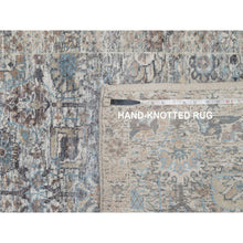 Load image into Gallery viewer, 2&#39;7&quot;x25&#39;9&quot; Daisy White, Soft Pile, Sickle Leaf Design, Silk With Textured Wool, Hand Knotted, Xl Runner, Oriental Rug FWR546972