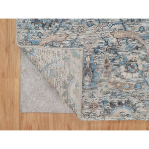 2'6"x27'9" Powder White, Sickle Leaf Design, Soft Pile, Silk With Textured Wool, Hand Knotted, Xl Runner, Oriental Rug FWR546978