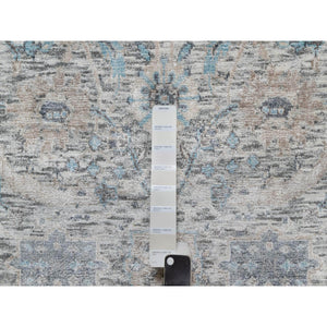 2'6"x27'9" Powder White, Sickle Leaf Design, Soft Pile, Silk With Textured Wool, Hand Knotted, Xl Runner, Oriental Rug FWR546978