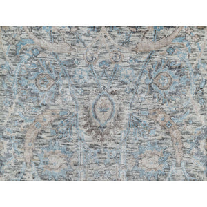 2'6"x27'9" Powder White, Sickle Leaf Design, Soft Pile, Silk With Textured Wool, Hand Knotted, Xl Runner, Oriental Rug FWR546978