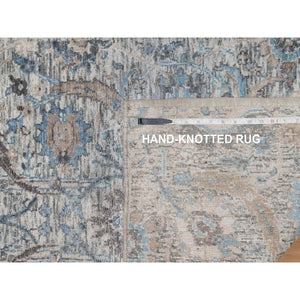 2'6"x27'9" Powder White, Sickle Leaf Design, Soft Pile, Silk With Textured Wool, Hand Knotted, Xl Runner, Oriental Rug FWR546978