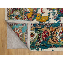 Load image into Gallery viewer, 8&#39;1&quot;x10&#39;1&quot; Seashell White With Pop Of Colors, Broken Persian Design, Hand Knotted, Wool And Pure Silk, Soft To The Touch, Oriental Rug FWR546984