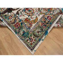 Load image into Gallery viewer, 8&#39;1&quot;x10&#39;1&quot; Seashell White with Pop Of Colors, Broken Persian Design, Hand Knotted, Wool and Pure Silk, Soft to the Touch, Oriental Rug FWR546984