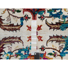 Load image into Gallery viewer, 8&#39;1&quot;x10&#39;1&quot; Seashell White with Pop Of Colors, Broken Persian Design, Hand Knotted, Wool and Pure Silk, Soft to the Touch, Oriental Rug FWR546984