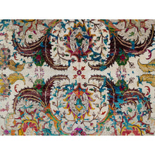 Load image into Gallery viewer, 8&#39;1&quot;x10&#39;1&quot; Seashell White with Pop Of Colors, Broken Persian Design, Hand Knotted, Wool and Pure Silk, Soft to the Touch, Oriental Rug FWR546984