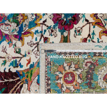 Load image into Gallery viewer, 8&#39;1&quot;x10&#39;1&quot; Seashell White with Pop Of Colors, Broken Persian Design, Hand Knotted, Wool and Pure Silk, Soft to the Touch, Oriental Rug FWR546984