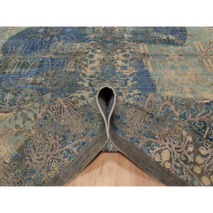 8'10"x12'1" Peanut Brown, Natural Dyes, Wool And Silk, Broken And Erased Persian Sarouk Design, Hand Knotted, Oriental Rug FWR546990