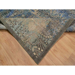 8'10"x12'1" Peanut Brown, Natural Dyes, Wool And Silk, Broken And Erased Persian Sarouk Design, Hand Knotted, Oriental Rug FWR546990