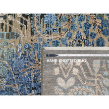 Load image into Gallery viewer, 8&#39;10&quot;x12&#39;1&quot; Silver Gray, Gold Leaf Design, Tone on Tone, Pure Silk, Hand Knotted, Oriental Rug FWR522744