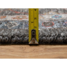 Load image into Gallery viewer, 7&#39;9&quot;x10&#39;2&quot; Coffee Brown, Hand Knotted, Striae Pattern, Persian Scrolls Leaf And Flower Design, Textured Wool And Silk, Oriental Rug FWR546996