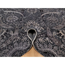 Load image into Gallery viewer, 8&#39;8&quot;x11&#39;10&quot; Onyx Black, Soft Pile, Sickle Leaf Design, Lush And Plush, Hand Knotted, Wool And Silk, Oriental Rug FWR547002