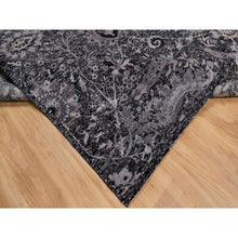 Load image into Gallery viewer, 8&#39;8&quot;x11&#39;10&quot; Onyx Black, Soft Pile, Sickle Leaf Design, Lush And Plush, Hand Knotted, Wool And Silk, Oriental Rug FWR547002