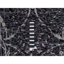 Load image into Gallery viewer, 8&#39;8&quot;x11&#39;10&quot; Onyx Black, Soft Pile, Sickle Leaf Design, Lush And Plush, Hand Knotted, Wool And Silk, Oriental Rug FWR547002