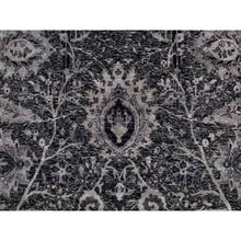 Load image into Gallery viewer, 8&#39;8&quot;x11&#39;10&quot; Onyx Black, Soft Pile, Sickle Leaf Design, Lush and Plush, Hand Knotted, Wool and Silk, Oriental Rug FWR547002