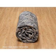 Load image into Gallery viewer, 8&#39;8&quot;x11&#39;10&quot; Onyx Black, Soft Pile, Sickle Leaf Design, Lush and Plush, Hand Knotted, Wool and Silk, Oriental Rug FWR547002