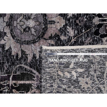 Load image into Gallery viewer, 8&#39;8&quot;x11&#39;10&quot; Onyx Black, Soft Pile, Sickle Leaf Design, Lush and Plush, Hand Knotted, Wool and Silk, Oriental Rug FWR547002