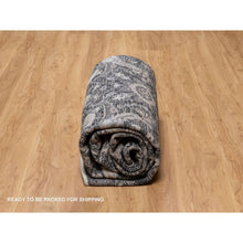 Load image into Gallery viewer, 8&#39;1&quot;x10&#39; Phantom Black, Lush and Plush, Hand Knotted, Sickle Leaf Design, Soft Pile, Wool and Silk, Oriental Rug FWR547014