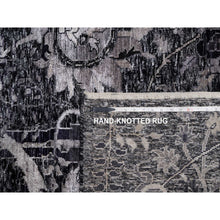 Load image into Gallery viewer, 8&#39;1&quot;x10&#39; Phantom Black, Lush And Plush, Hand Knotted, Sickle Leaf Design, Soft Pile, Wool And Silk, Oriental Rug FWR547014