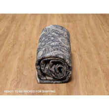 Load image into Gallery viewer, 8&#39;x10&#39; Jade Black, Wool and Silk, Sickle Leaf Design, Soft Pile, Lush and Plush, Hand Knotted, Oriental Rug FWR547020