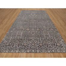 Load image into Gallery viewer, 9&#39;9&quot;x14&#39;2&quot; Ash Gray, Willow And Cypress Tree Design, Denser Weave, Textured Wool And Silk, Hand Knotted, Oriental Rug FWR547026