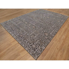 Load image into Gallery viewer, 9&#39;9&quot;x14&#39;2&quot; Ash Gray, Willow And Cypress Tree Design, Denser Weave, Textured Wool And Silk, Hand Knotted, Oriental Rug FWR547026