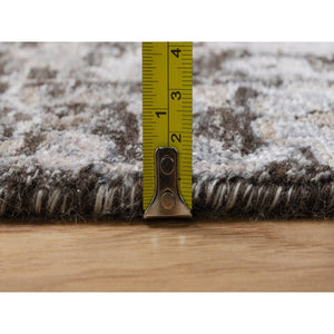 9'9"x14'2" Ash Gray, Willow And Cypress Tree Design, Denser Weave, Textured Wool And Silk, Hand Knotted, Oriental Rug FWR547026