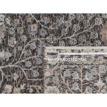 Load image into Gallery viewer, 9&#39;9&quot;x14&#39;2&quot; Ash Gray, Willow And Cypress Tree Design, Denser Weave, Textured Wool And Silk, Hand Knotted, Oriental Rug FWR547026