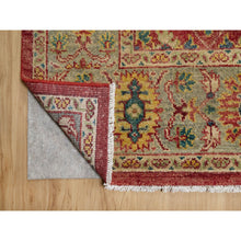 Load image into Gallery viewer, 10&#39;x14&#39;2&quot; Scarlet Red, Antiqued Oushak Reimagined, Sheared Low, Pure Wool, Hand Knotted, Repetitive Star and Rosette Design, Oriental Rug FWR547044
