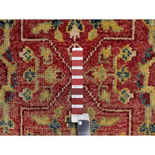 Load image into Gallery viewer, 10&#39;x14&#39;2&quot; Scarlet Red, Antiqued Oushak Reimagined, Sheared Low, Pure Wool, Hand Knotted, Repetitive Star And Rosette Design, Oriental Rug FWR547044