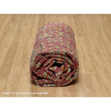 Load image into Gallery viewer, 10&#39;x14&#39;2&quot; Scarlet Red, Antiqued Oushak Reimagined, Sheared Low, Pure Wool, Hand Knotted, Repetitive Star And Rosette Design, Oriental Rug FWR547044