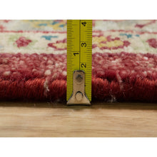 Load image into Gallery viewer, 10&#39;x14&#39;2&quot; Scarlet Red, Antiqued Oushak Reimagined, Sheared Low, Pure Wool, Hand Knotted, Repetitive Star and Rosette Design, Oriental Rug FWR547044