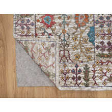 Load image into Gallery viewer, 2&#39;8&quot;x16&#39;2&quot; Daisy White With Brown, Directional Vase Design, Silk With Textured Wool, Hand Knotted, Xl Runner, Oriental Rug FWR547056