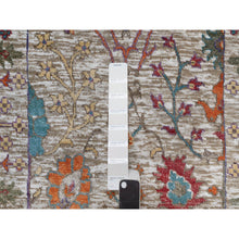 Load image into Gallery viewer, 2&#39;8&quot;x16&#39;2&quot; Daisy White With Brown, Directional Vase Design, Silk With Textured Wool, Hand Knotted, Xl Runner, Oriental Rug FWR547056