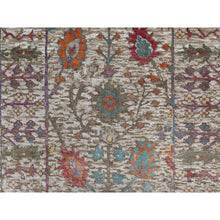 Load image into Gallery viewer, 2&#39;8&quot;x16&#39;2&quot; Daisy White With Brown, Directional Vase Design, Silk With Textured Wool, Hand Knotted, Xl Runner, Oriental Rug FWR547056
