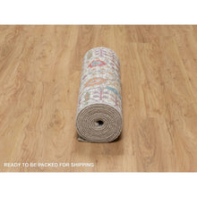 Load image into Gallery viewer, 2&#39;8&quot;x16&#39;2&quot; Daisy White With Brown, Directional Vase Design, Silk With Textured Wool, Hand Knotted, Xl Runner, Oriental Rug FWR547056