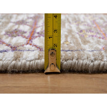 Load image into Gallery viewer, 2&#39;8&quot;x16&#39;2&quot; Daisy White With Brown, Directional Vase Design, Silk With Textured Wool, Hand Knotted, Xl Runner, Oriental Rug FWR547056