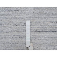 Load image into Gallery viewer, 2&#39;6&quot;x8&#39; Frost White, Plain Modern Striae Design, Hand Loomed, Soft Pile, Natural Wool, Runner, Oriental Rug FWR547068