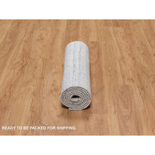 Load image into Gallery viewer, 2&#39;6&quot;x8&#39; Frost White, Plain Modern Striae Design, Hand Loomed, Soft Pile, Natural Wool, Runner, Oriental Rug FWR547068