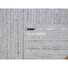Load image into Gallery viewer, 2&#39;6&quot;x8&#39; Frost White, Plain Modern Striae Design, Hand Loomed, Soft Pile, Natural Wool, Runner, Oriental Rug FWR547068