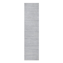 Load image into Gallery viewer, 2&#39;6&quot;x10&#39; Daisy White, Hand Loomed, Plain Modern Striae Design, Soft Pile, Natural Wool, Runner, Oriental Rug FWR547074