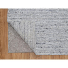 Load image into Gallery viewer, 2&#39;6&quot;x10&#39; Daisy White, Hand Loomed, Plain Modern Striae Design, Soft Pile, Natural Wool, Runner, Oriental Rug FWR547074