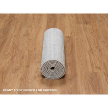 Load image into Gallery viewer, 2&#39;6&quot;x10&#39; Daisy White, Hand Loomed, Plain Modern Striae Design, Soft Pile, Natural Wool, Runner, Oriental Rug FWR547074