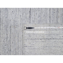 Load image into Gallery viewer, 2&#39;6&quot;x10&#39; Daisy White, Hand Loomed, Plain Modern Striae Design, Soft Pile, Natural Wool, Runner, Oriental Rug FWR547074