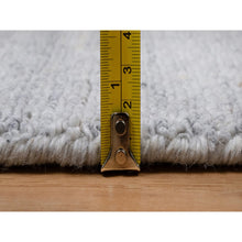 Load image into Gallery viewer, 2&#39;6&quot;x10&#39; Snow White, Natural Wool, Plain Modern Striae Design, Hand Loomed, Soft Pile, Runner, Oriental Rug FWR547080