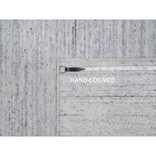 Load image into Gallery viewer, 2&#39;6&quot;x10&#39; Snow White, Natural Wool, Plain Modern Striae Design, Hand Loomed, Soft Pile, Runner, Oriental Rug FWR547080