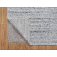 Load image into Gallery viewer, 2&#39;6&quot;x8&#39; Lily White, Soft Pile, Plain Modern Striae Design, Hand Loomed, Pure Wool, Runner, Oriental Rug FWR547086