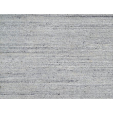 Load image into Gallery viewer, 2&#39;6&quot;x8&#39; Lily White, Soft Pile, Plain Modern Striae Design, Hand Loomed, Pure Wool, Runner, Oriental Rug FWR547086