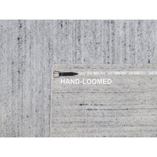 Load image into Gallery viewer, 9&#39;x12&#39; Frost White, Soft Pile, Natural Wool, Plain Modern Striae Design, Hand Loomed, Oriental Rug FWR547098