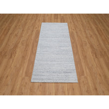 Load image into Gallery viewer, 2&#39;6&quot;x6&#39; Ice White, Plain Modern Striae Design, Hand Loomed, Soft Pile, Natural Wool, Runner, Oriental Rug FWR547110