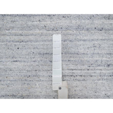 Load image into Gallery viewer, 2&#39;6&quot;x6&#39; Ice White, Plain Modern Striae Design, Hand Loomed, Soft Pile, Natural Wool, Runner, Oriental Rug FWR547110